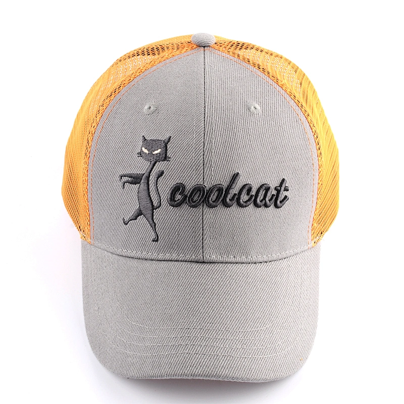 unisex embroidery logo cotton cap mesh trucker hat