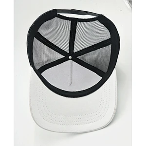 high quality trucker hat Cap with mesh at back in Black+white mesh material