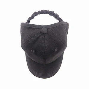 Wholesale running Curl hair cap 4 panel curved brim half baseball cap backless with elastic adjustment