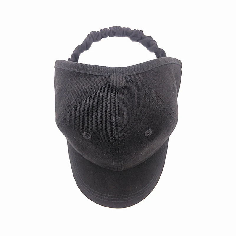Wholesale running Curl hair cap 4 panel curved brim half baseball cap backless with elastic adjustment