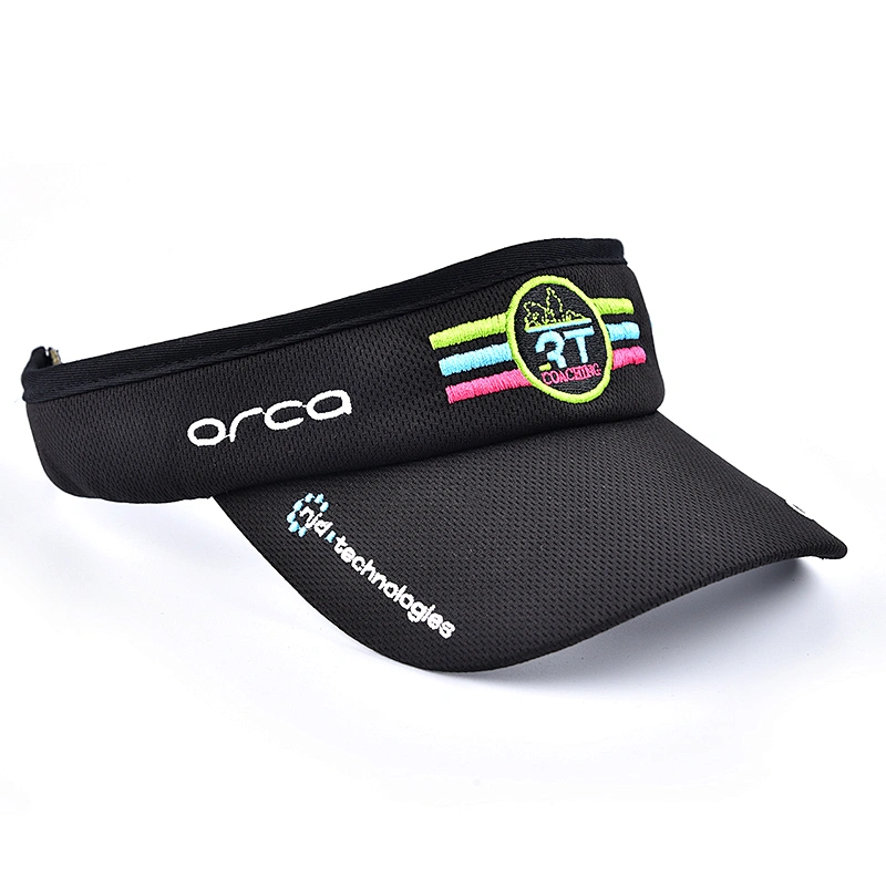 100% polyester breathable mesh air tech performance fabric golf cap sun visor with customized logo