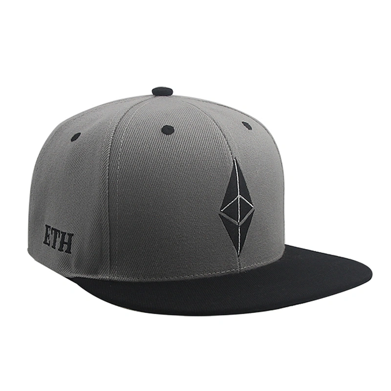 Custom embroidered logo cap flat brim men 100% acrylic snapback hat
