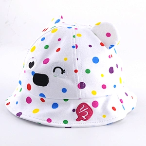 Cartoon custom kids bucket hat children fishing cap with cute ears