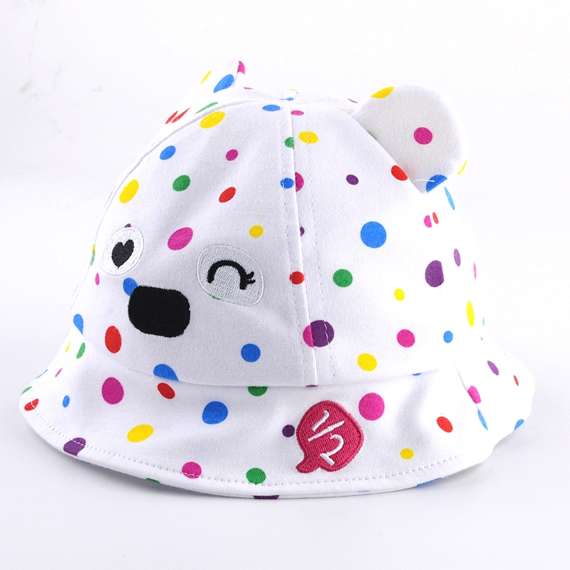 Cartoon custom kids bucket hat children fishing cap with cute ears