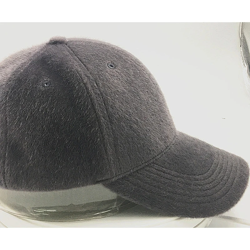 wholesale plain animal mink fur 6 panel baseball winter hats gorras