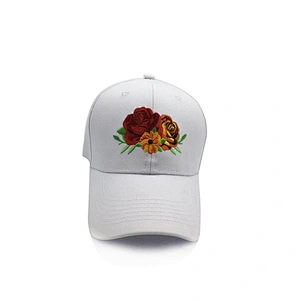 High quality baseball caps with rose embroidery custom logo on front