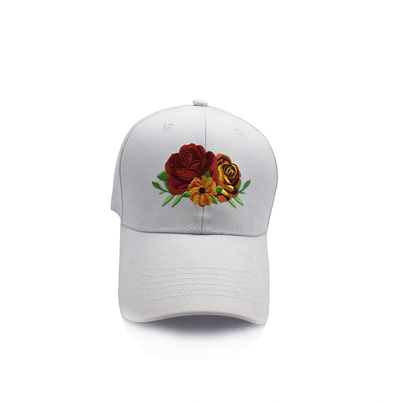 High quality baseball caps with rose embroidery custom logo on front