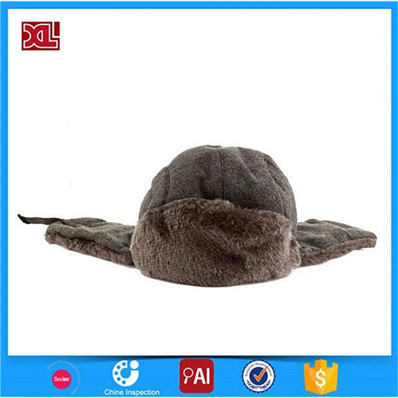 Custom fur beanie mens  winter caps ushanka hat with warm earflap