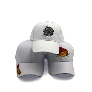 High quality baseball caps with rose embroidery custom logo on front