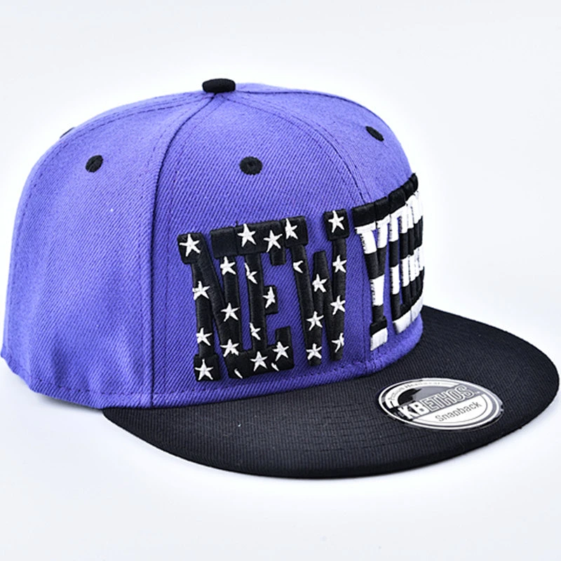 Custom Logo  Flat Brim 6 Panel Snapback Hats Sport Caps