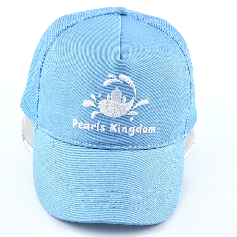 Mens mesh fabric baseball caps 5 panel cap embroidered logo hat