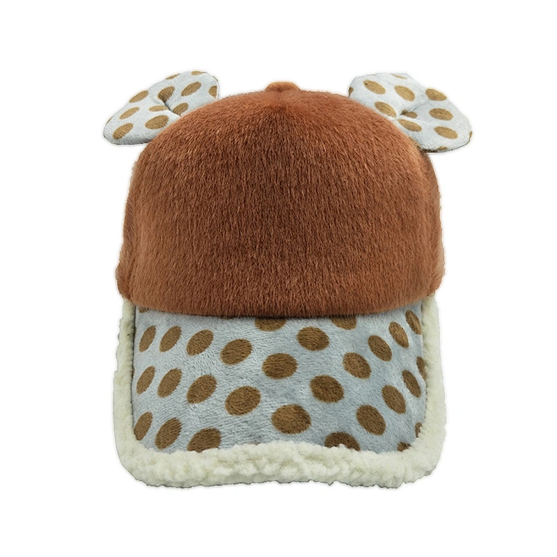 2019 New Custom Deers Pattern Girls Warm Winter Baseball Cap Hat with Cute Ears