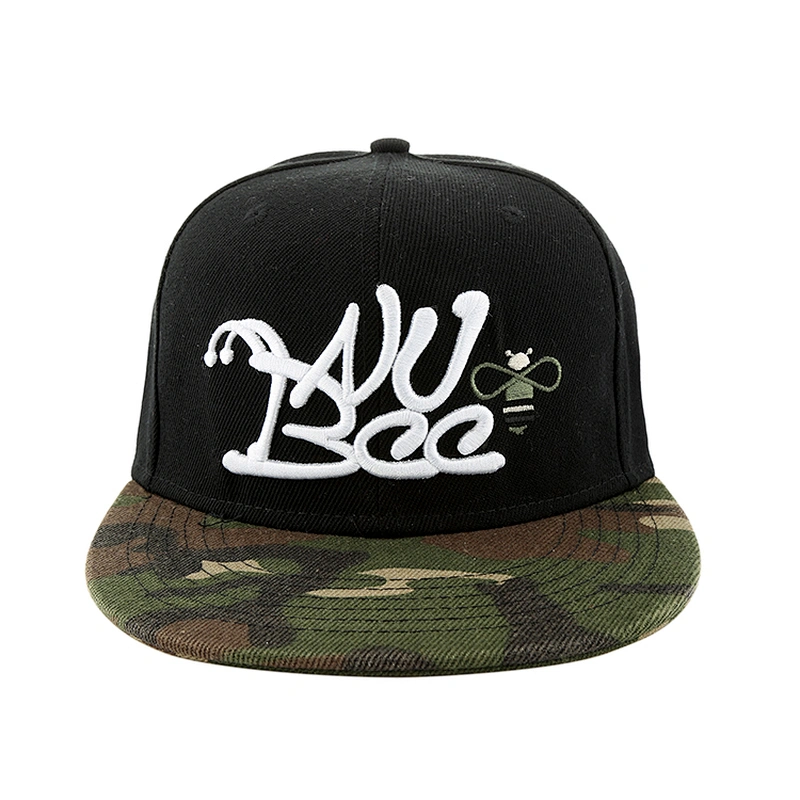 Mens Flat Bill Snapback Caps with Custom 3D Embroidery Logo