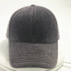 wholesale plain animal mink fur 6 panel baseball winter hats gorras