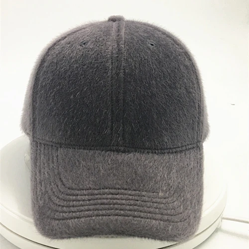 wholesale plain animal mink fur 6 panel baseball winter hats gorras