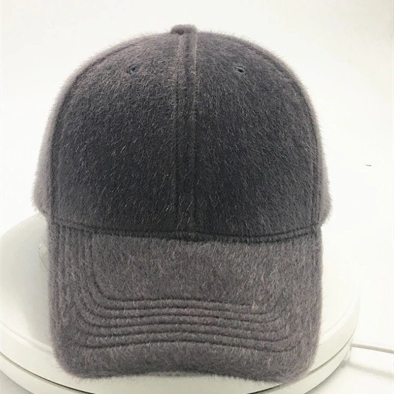 wholesale plain animal mink fur 6 panel baseball winter hats gorras