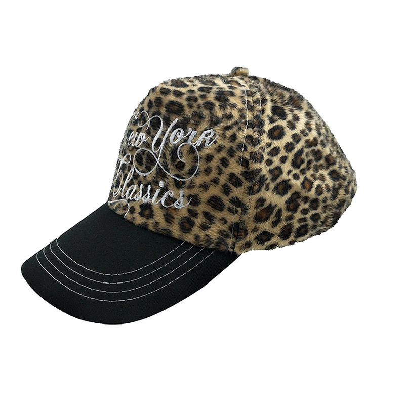 Leopard 5 Panel Warm Animal Plush Winter Baseball Casquette Gorras Caps