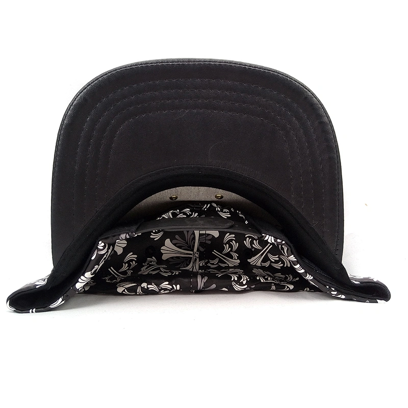 China Supplier Men PU Leather Flat Brim Snap Back Casquette Hat