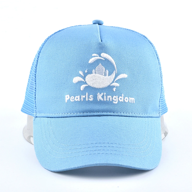 Mens mesh fabric baseball caps 5 panel cap embroidered logo hat
