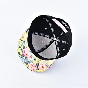 2019 Custom Unisex Flat Round Brim Floral Pattern Snapback Cap Hat