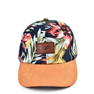 Floral Flower Cotton Snapback Hat Men Flat Brim  Baseball Cap