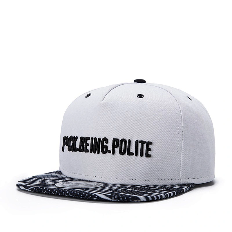 wholesale Customize OEM zebra pattern flat bill men snapback hats and caps