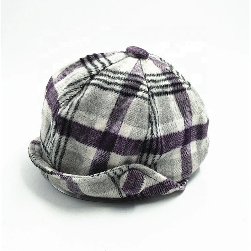 China Factory Grid Beret Warm Winter Beanie Casquette Caps