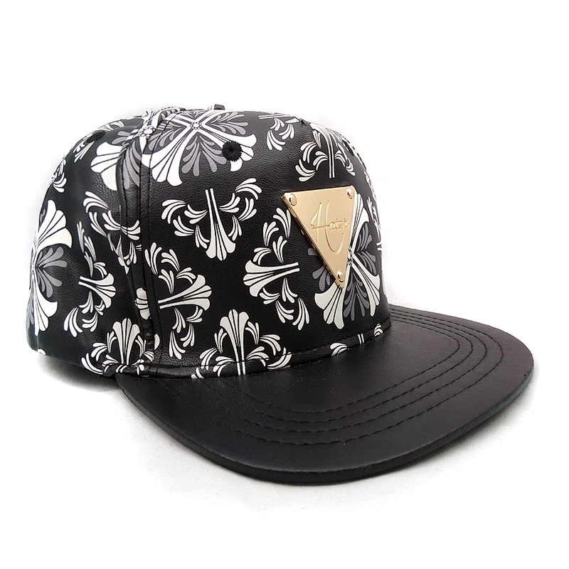 China Supplier Men PU Leather Flat Brim Snap Back Casquette Hat