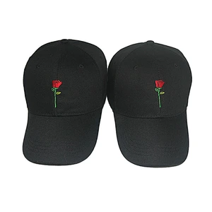 6 panel embroidered logo of rose baseball cap