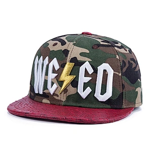 Mens Digital Camouflageand PU Leather Brim  Snapback Grorras Hats