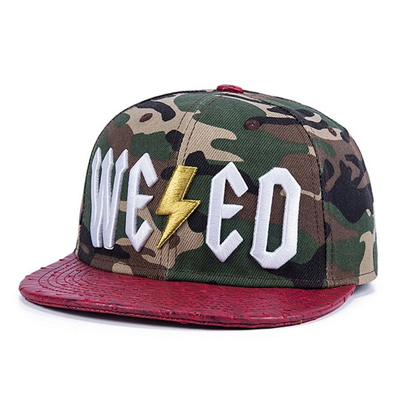 Mens Digital Camouflageand PU Leather Brim  Snapback Grorras Hats