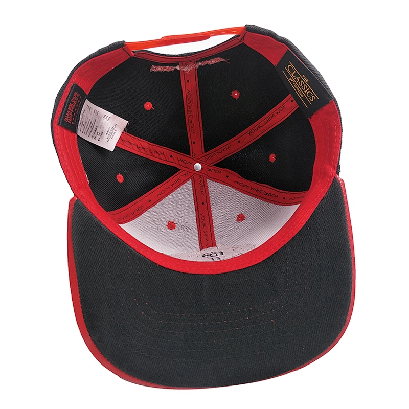 PU Leather Flat Brim Snap Back Males Cap with Applique Embroidery Logo