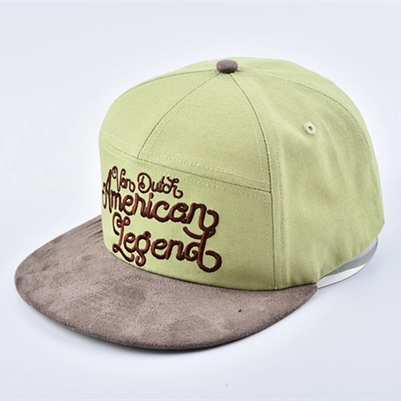 7 Panels Suede Fabric Brim Mens Snapback Gorras Cap
