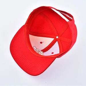 Flat Brim Red Snapback Hat with Custom Embroidery Logo Casquette