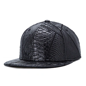 Crocodile Skin Leather Flat Brim Snapback Caps