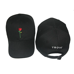 6 panel baseball daddy caps with rose  embroidery logo and metal buckle
