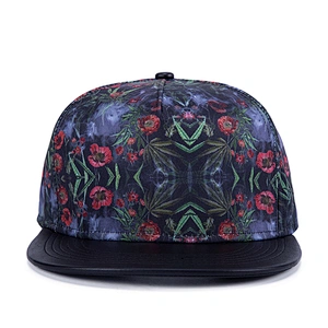 Mens Digital Printing Floral Flat Bill Men Trucker Snap Back Caps