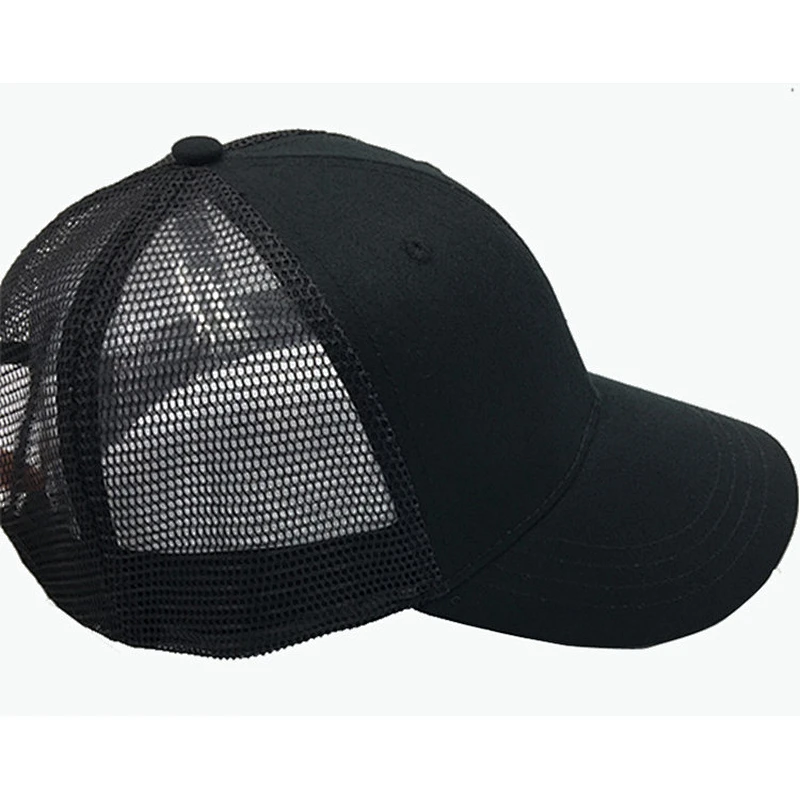 Custom 6  panel plain cap mesh breathable trucker hats