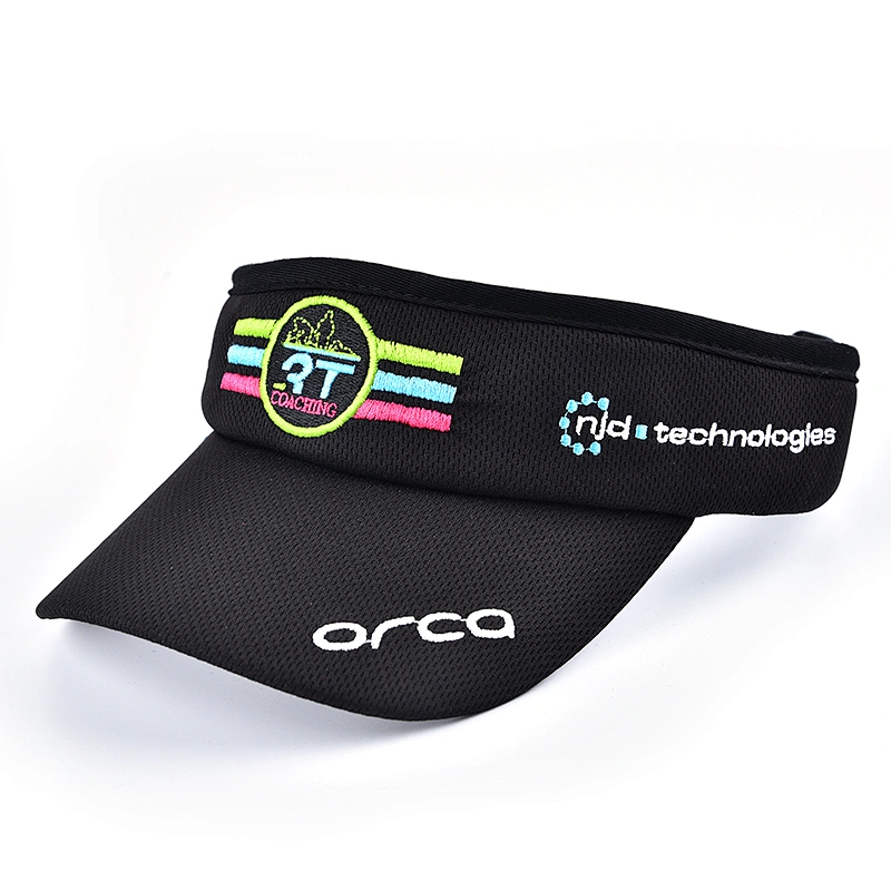 100% polyester breathable mesh air tech performance fabric golf cap sun visor with customized logo