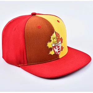 Flat Brim Red Snapback Hat with Custom Embroidery Logo Casquette