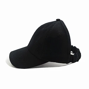 Wholesale running Curl hair cap 4 panel curved brim half baseball cap backless with elastic adjustment