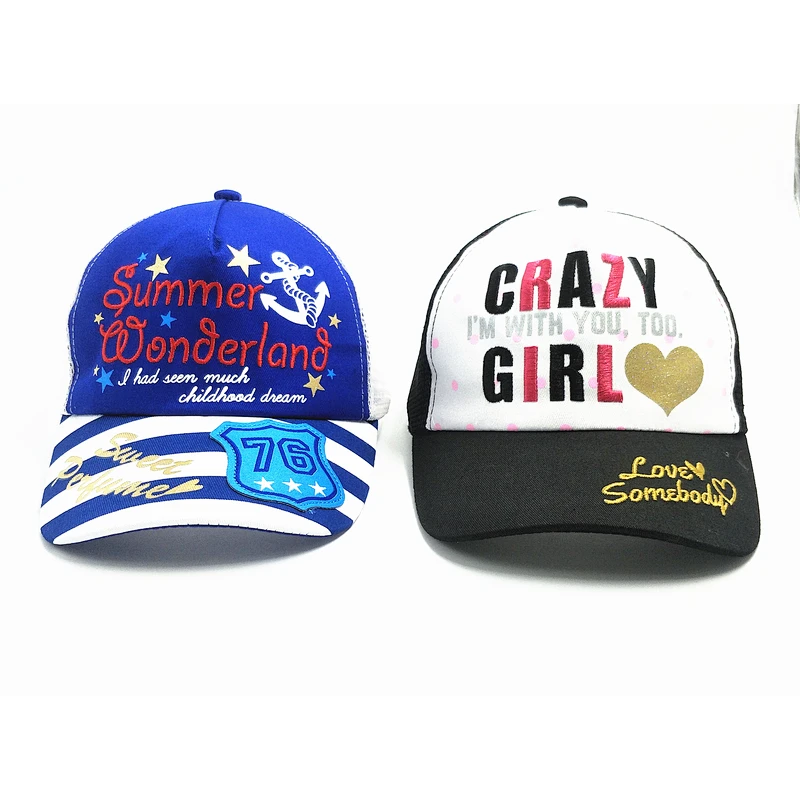 Cute Funny Five Panels Snapback Trucker Hats and baseball caps With Mesh at back customized printing on front for  Children