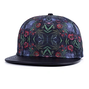 Mens Digital Printing Floral Flat Bill Men Trucker Snap Back Caps
