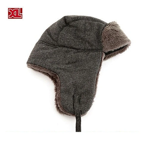 Custom fur beanie mens  winter caps ushanka hat with warm earflap