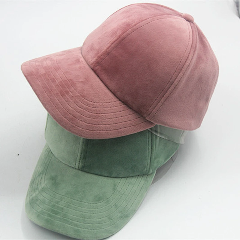 Women Curved Eaves Velvet Winter Blank Baseball Casquette Hat
