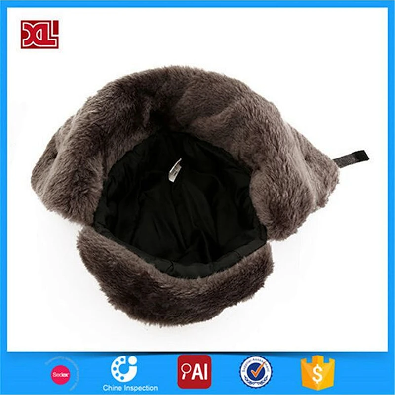 Custom fur beanie mens  winter caps ushanka hat with warm earflap