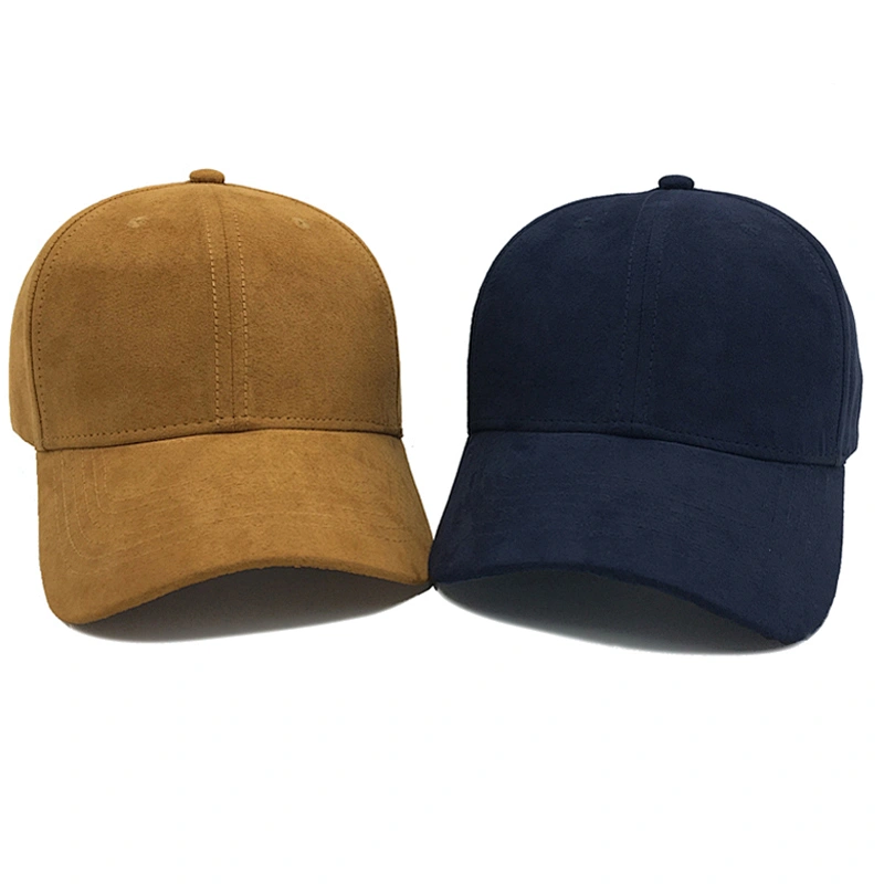 Wholesale 6 Panel Hats Suede Fabric Unisex Baseball Caps Gorras