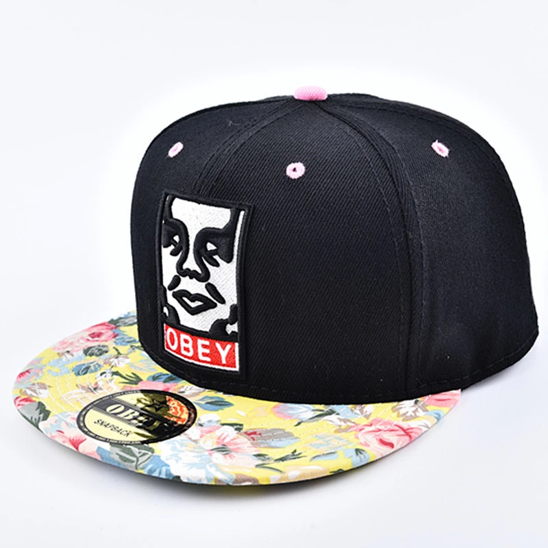 2019 Custom Unisex Flat Round Brim Floral Pattern Snapback Cap Hat