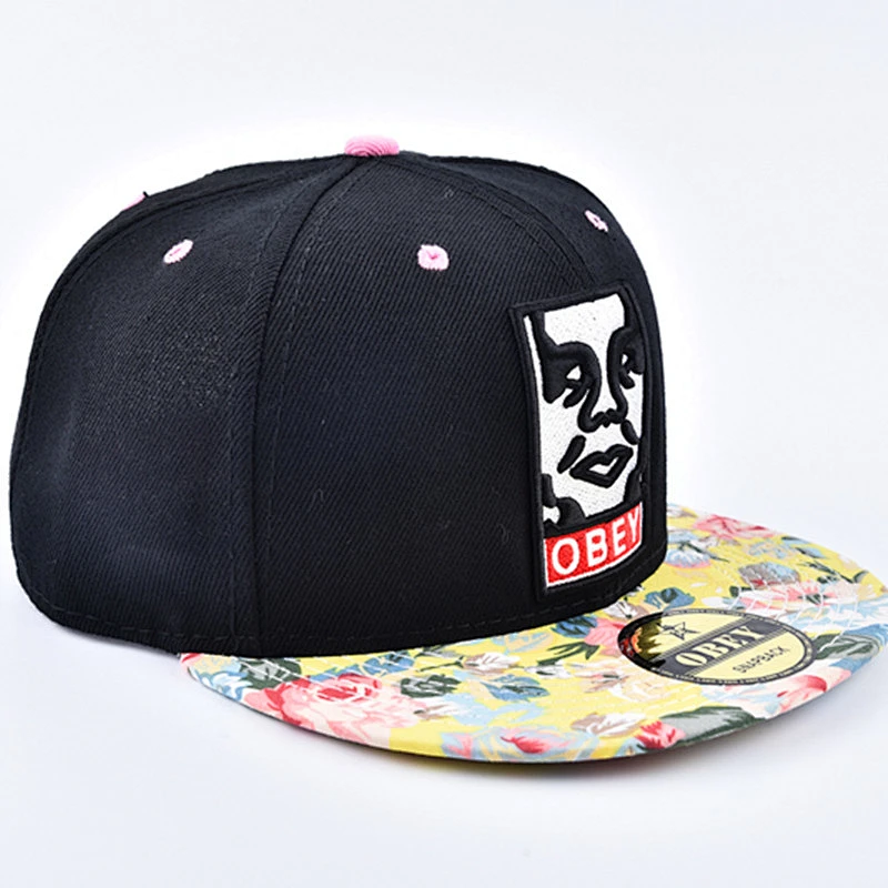 2019 Custom Unisex Flat Round Brim Floral Pattern Snapback Cap Hat