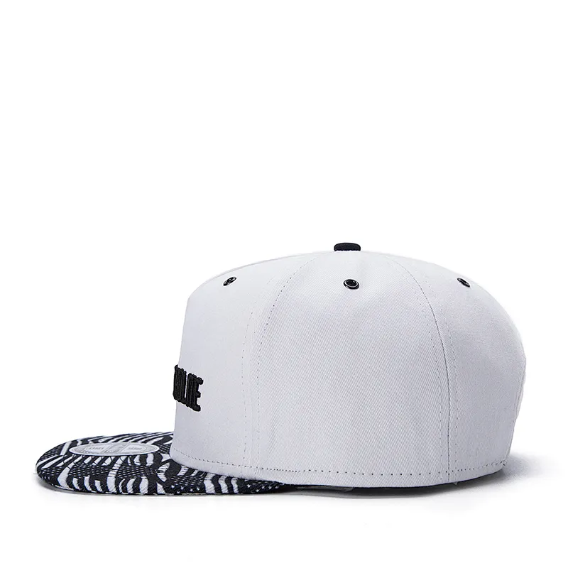 wholesale Customize OEM zebra pattern flat bill men snapback hats and caps